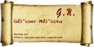 Gácser Mónika névjegykártya